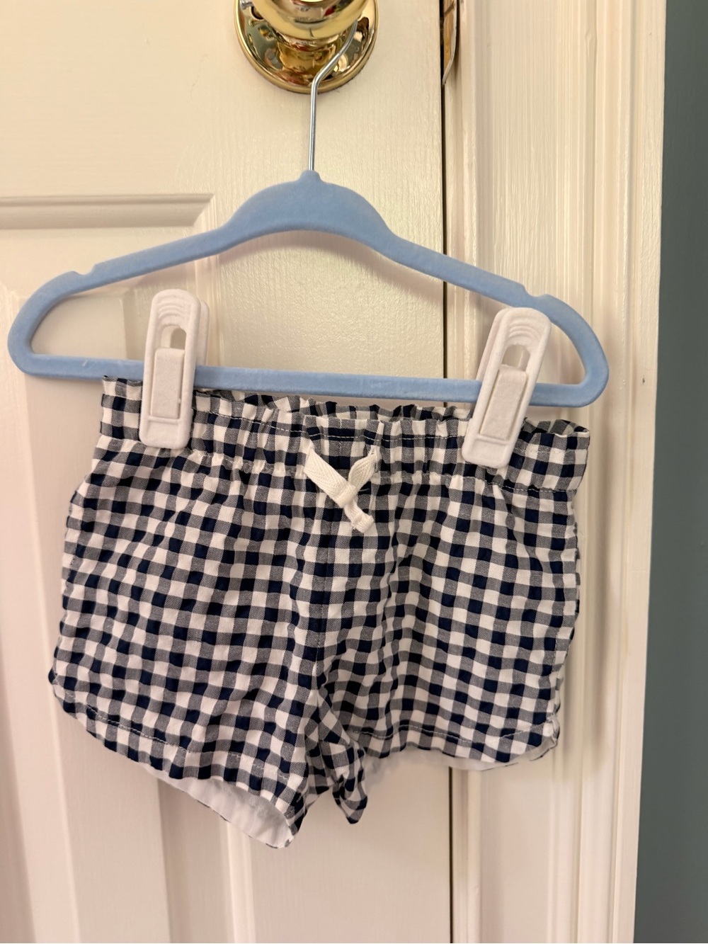 Cat&Jack Navy and White Gingham Swim Trunks Shorts 12M